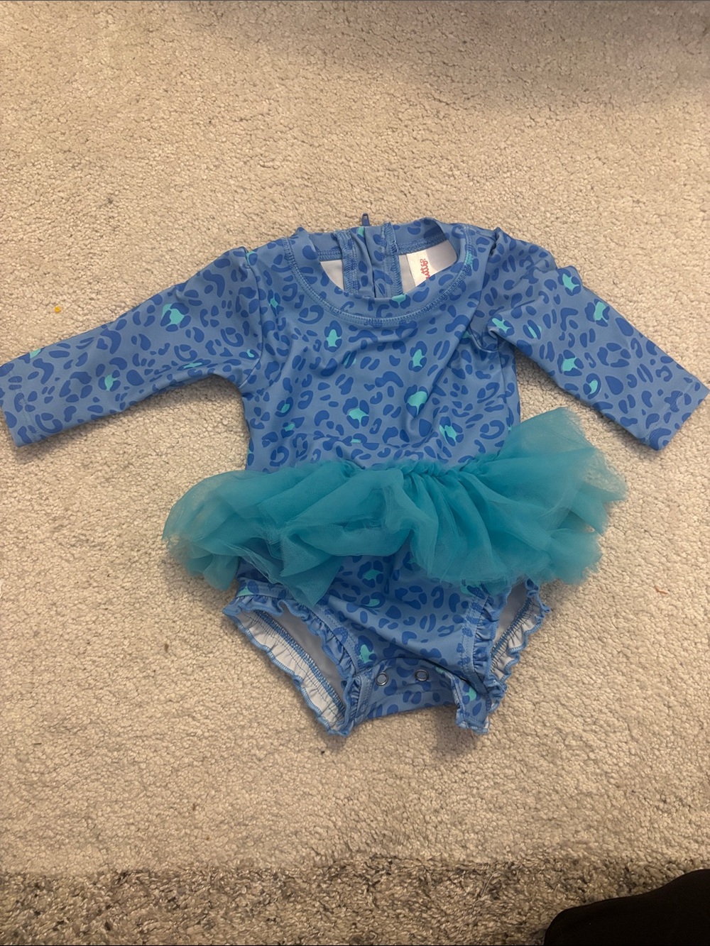 Ruffle Butta Blue Leopard Print Tulle Tutu One-Piece Swimsuit - Baby